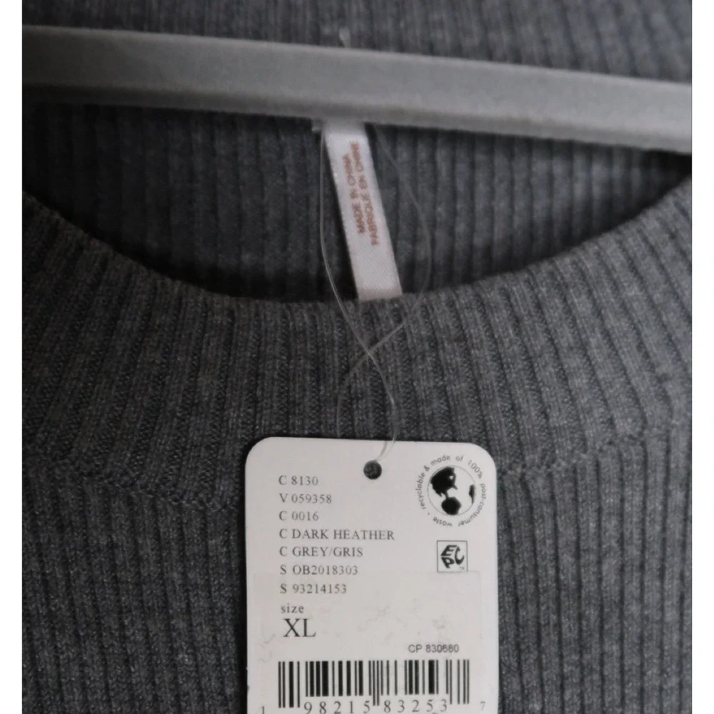 Free People‎ Time On My Side Sweater Dress NWT XL Gray Drop Waist Ribbed Mini
